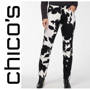 CHICO'S So Slimming Girlfriend Slim Leg Ankle Jeans Cow Western Rodeo Sleek 10P